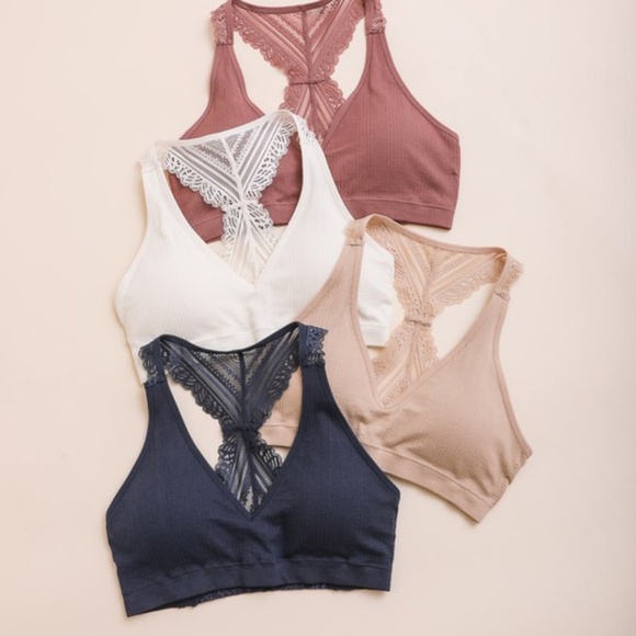 012 Lace Padded Racerback Bralette - Picture 1 of 7